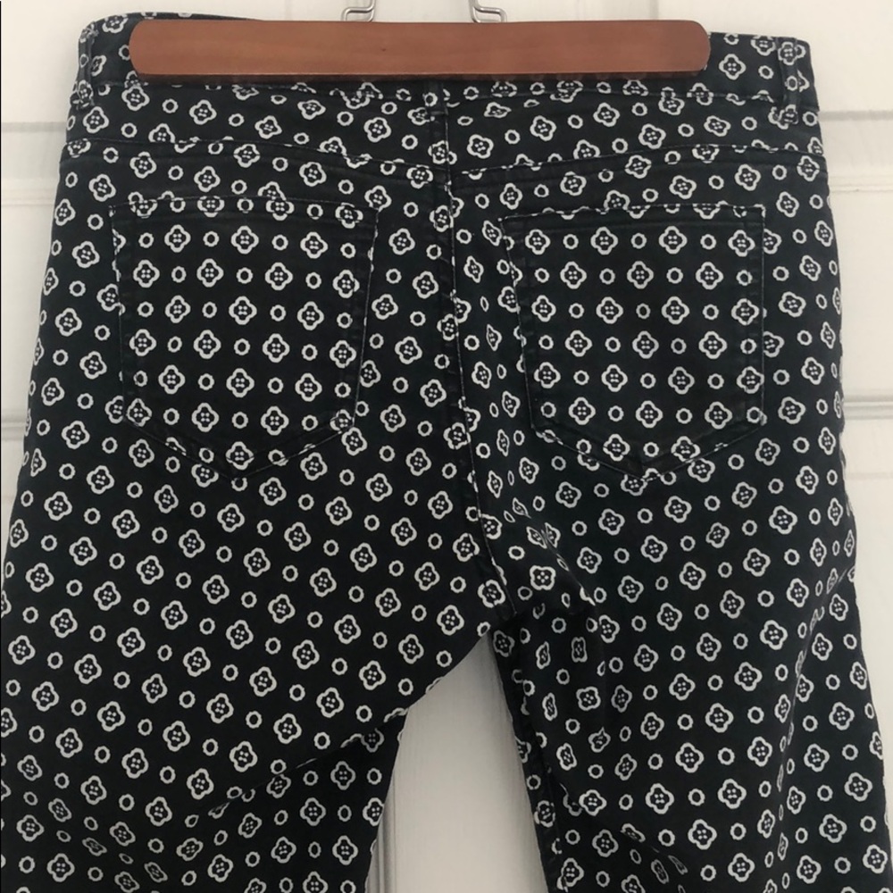 Navy and white print skinny jeans